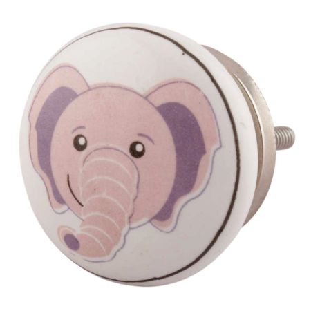 Baby Pink Elephant Ceramic Flat Cabinet Knob Online